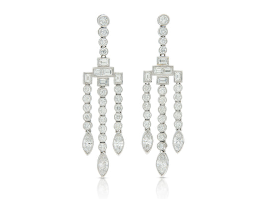 7.08 Carat Mixed Cut Diamond Chandelier Earrings