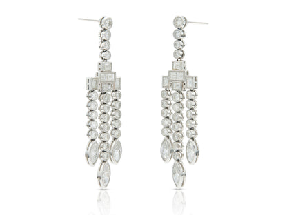 7.08 Carat Mixed Cut Diamond Chandelier Earrings