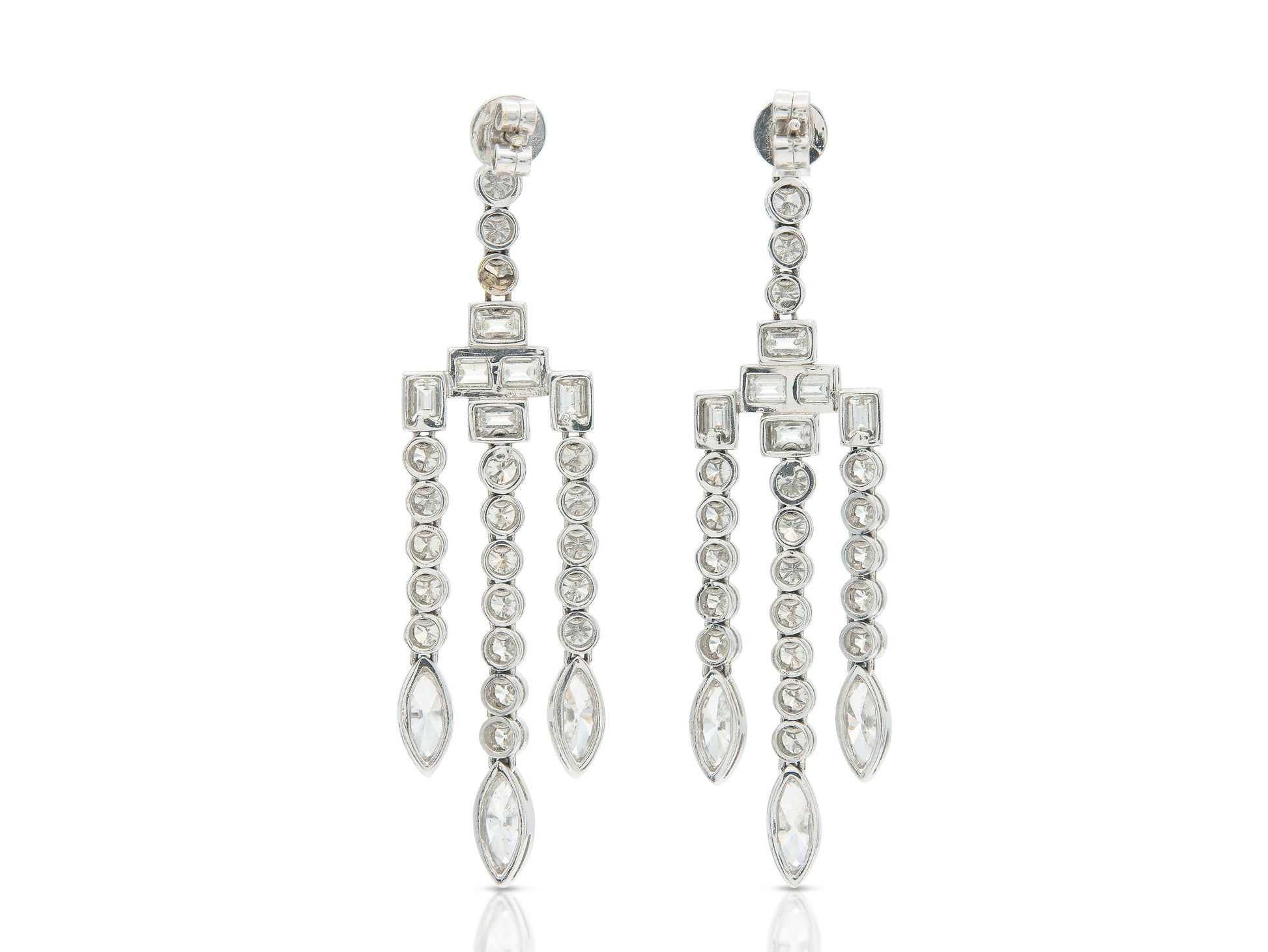 7.08 Carat Mixed Cut Diamond Chandelier Earrings
