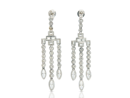 7.08 Carat Mixed Cut Diamond Chandelier Earrings