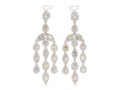 9.36 Carat White and Colored Diamond Dangle Earrings