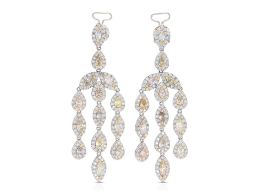 9.36 Carat White and Colored Diamond Dangle Earrings