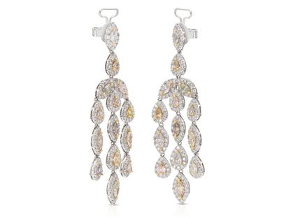 9.36 Carat White and Colored Diamond Dangle Earrings