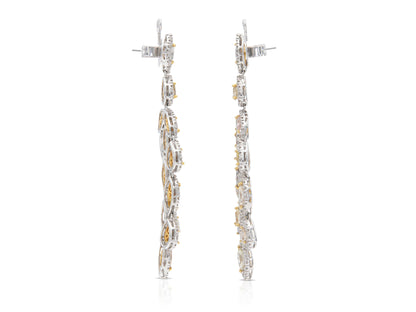 9.36 Carat White and Colored Diamond Dangle Earrings