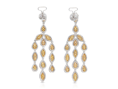 9.36 Carat White and Colored Diamond Dangle Earrings