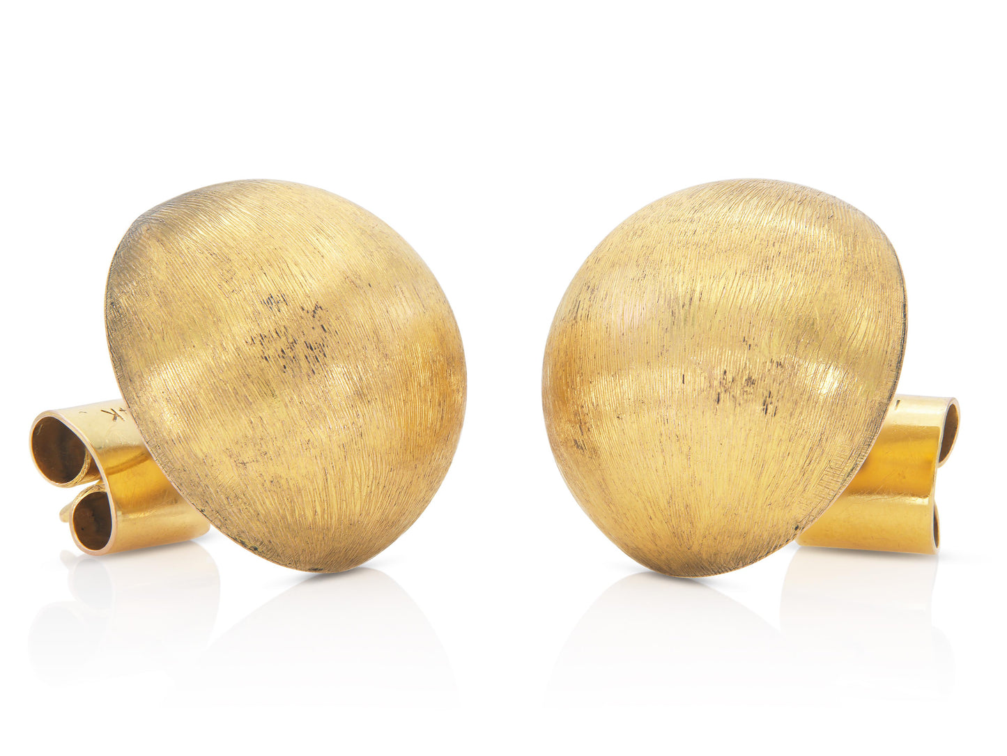 Vintage 1970s Brushed Gold Ball Earrings