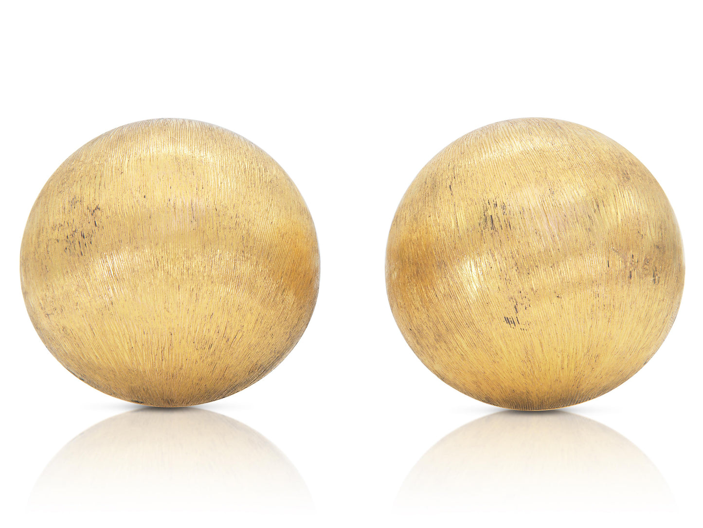 Vintage 1970s Brushed Gold Ball Earrings