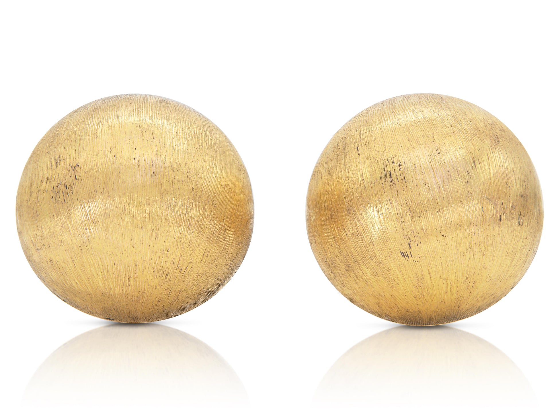 Vintage 1970s Brushed Gold Ball Earrings