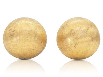Vintage 1970s Brushed Gold Ball Earrings