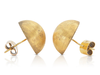 Vintage 1970s Brushed Gold Ball Earrings