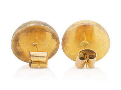 Vintage 1970s Brushed Gold Ball Earrings