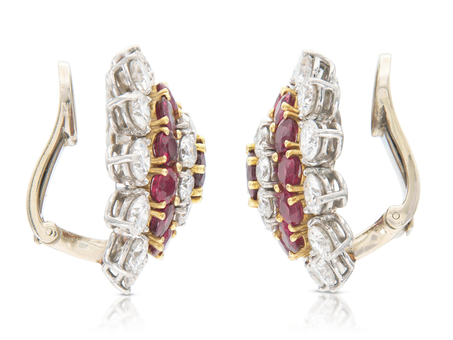 Vintage 1950s Ruby & Diamond Flower Earrings