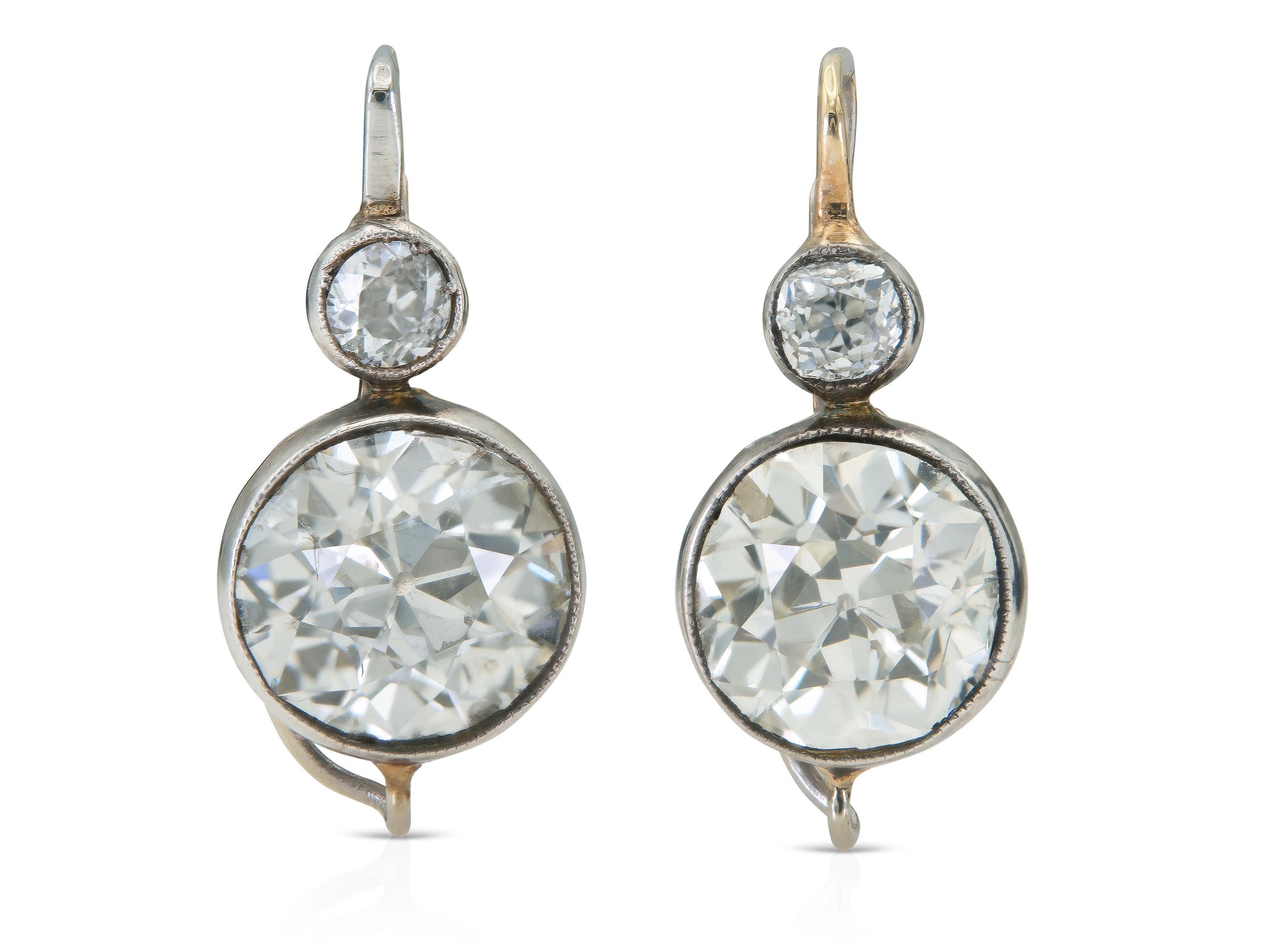 Antique Art Deco 1920s 7.60 Carat Old European Cut Diamond Earrings