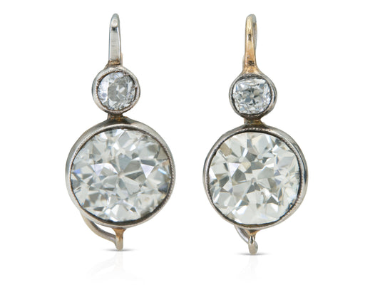 Antique Art Deco 1920s 7.60 Carat Old European Cut Diamond Earrings