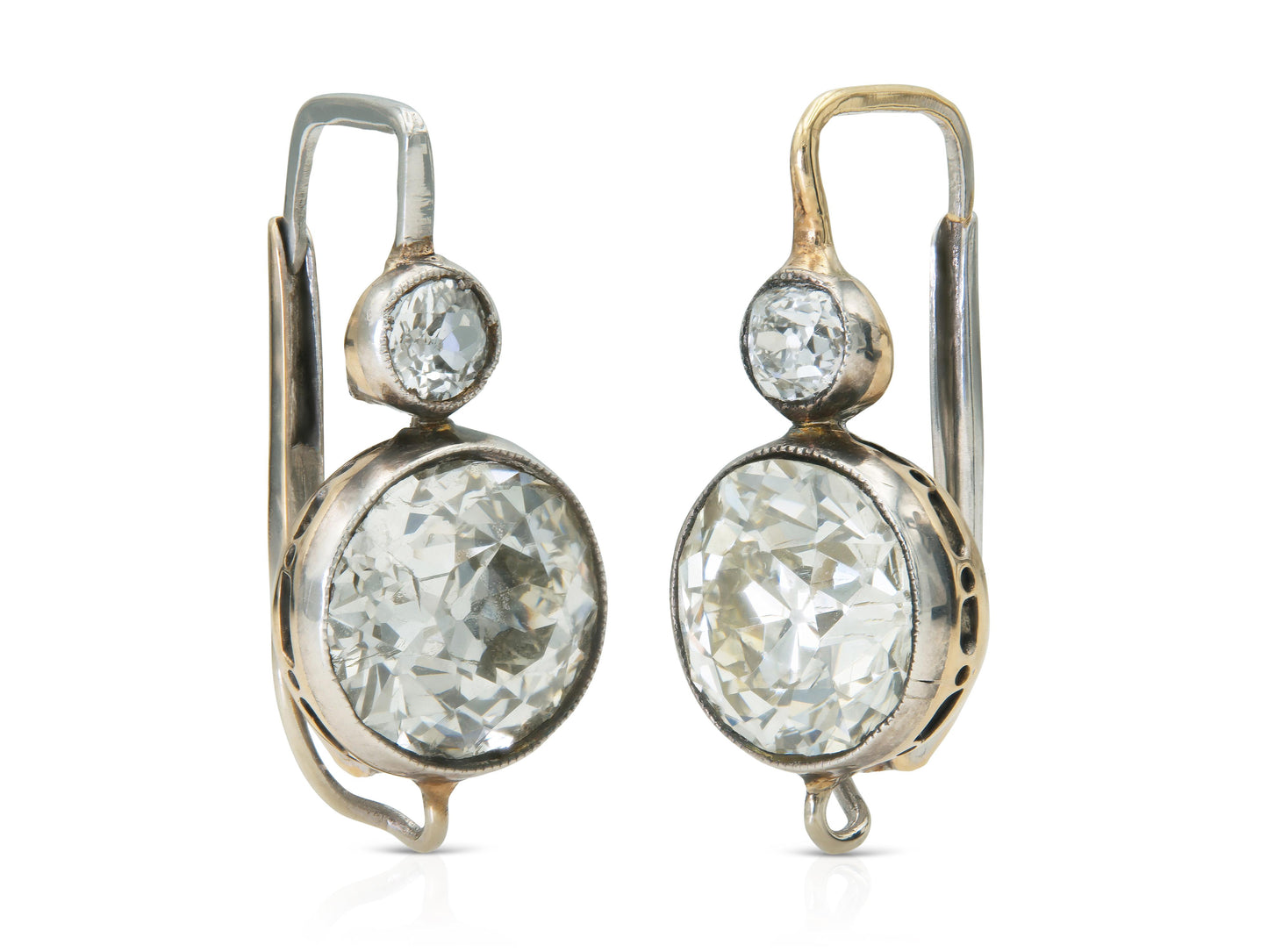 Antique Art Deco 1920s 7.60 Carat Old European Cut Diamond Earrings
