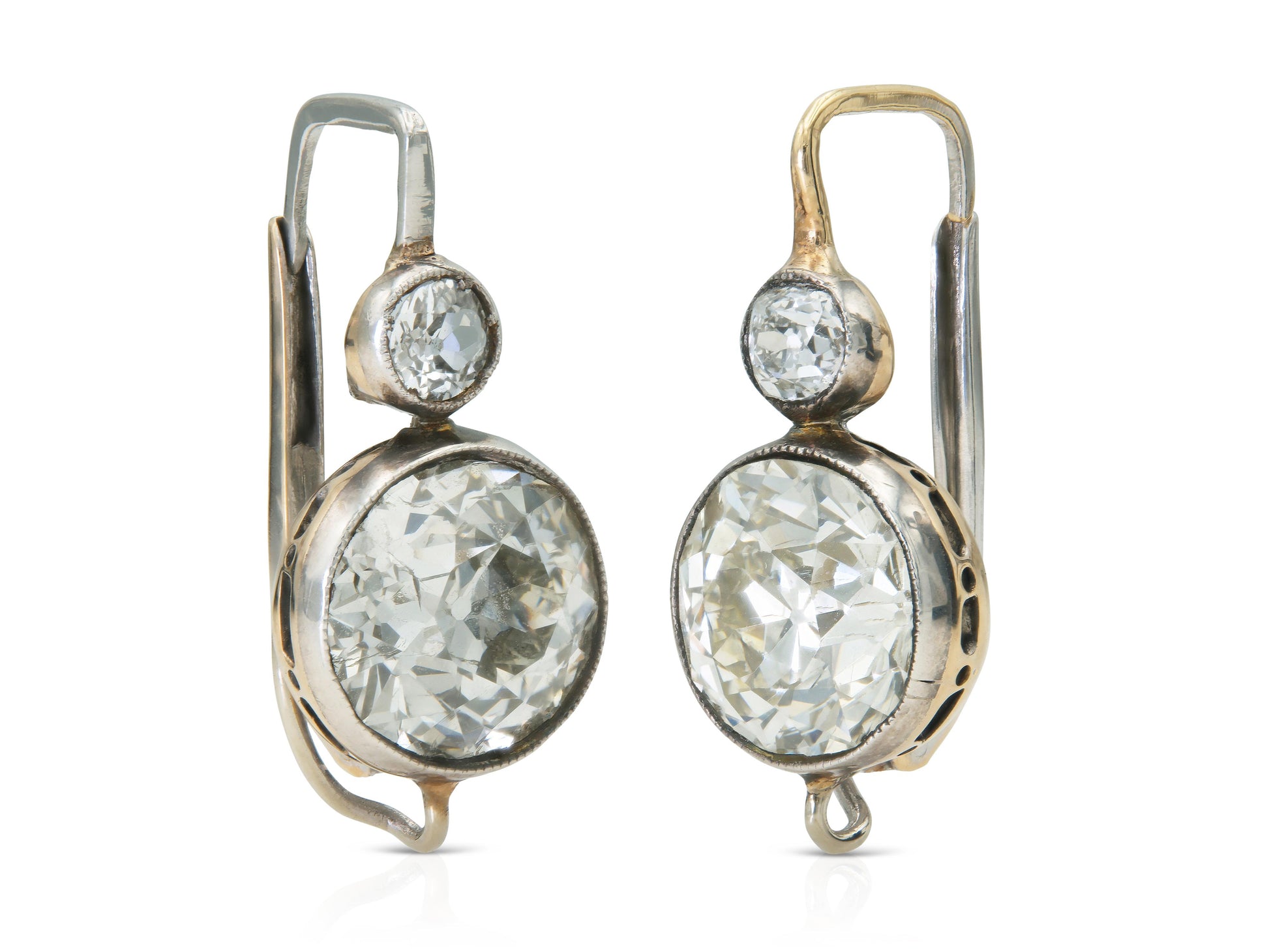 Antique Art Deco 1920s 7.60 Carat Old European Cut Diamond Earrings