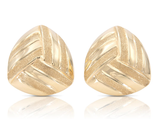 Vintage 1980s Textured and Polished Gold Earrings