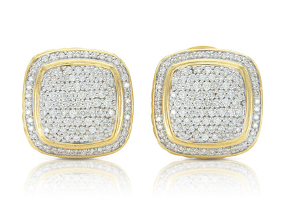 Vintage 1990s David Yurman Gold and Diamond Square Earrings