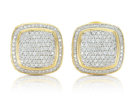 Vintage 1990s David Yurman Gold and Diamond Square Earrings