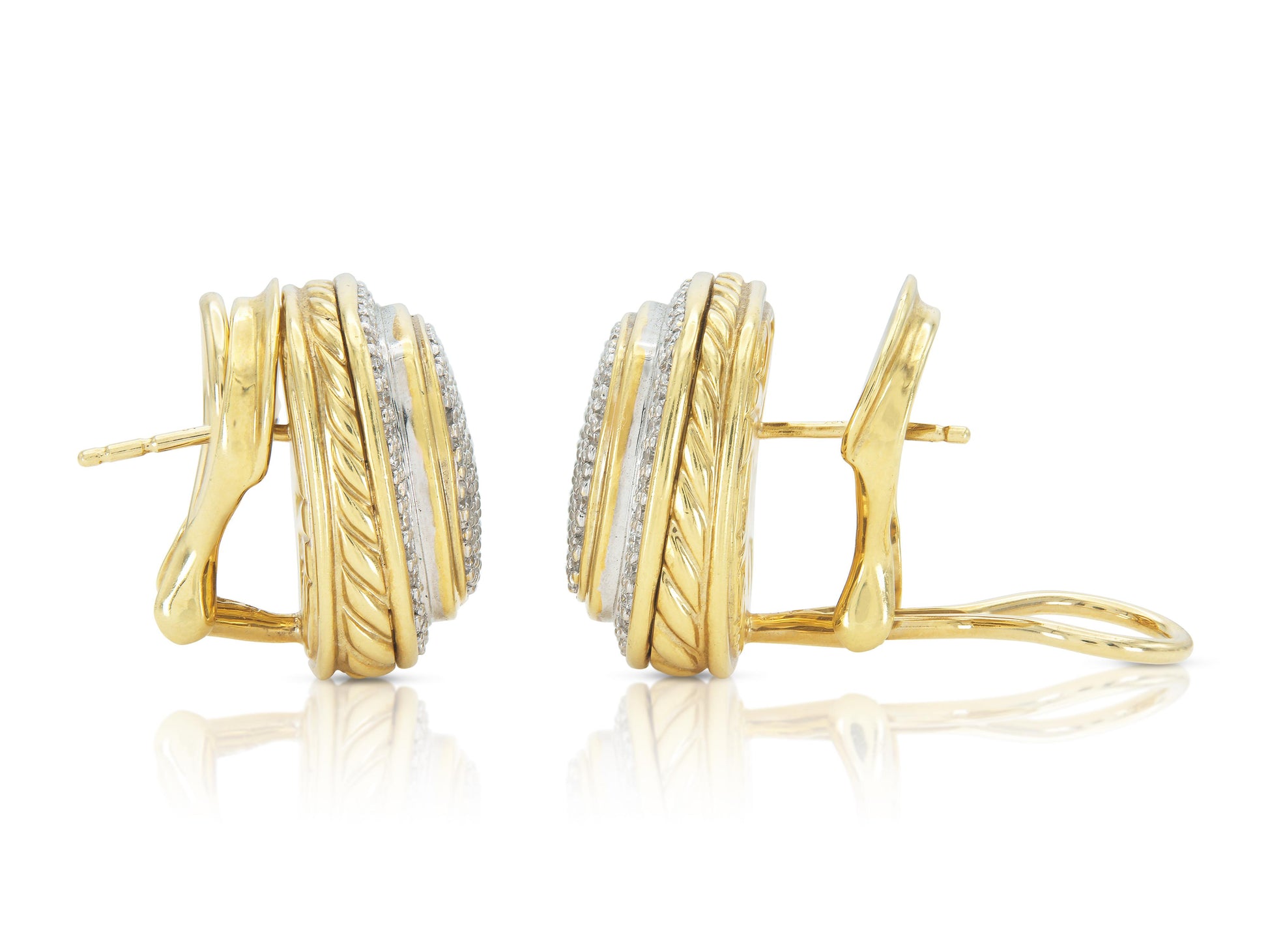 Vintage 1990s David Yurman Gold and Diamond Square Earrings