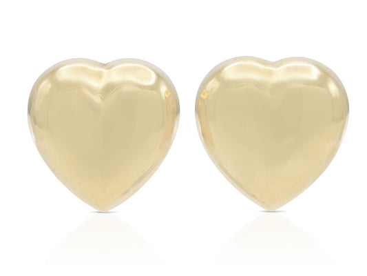 Gold Puff Heart Earrings