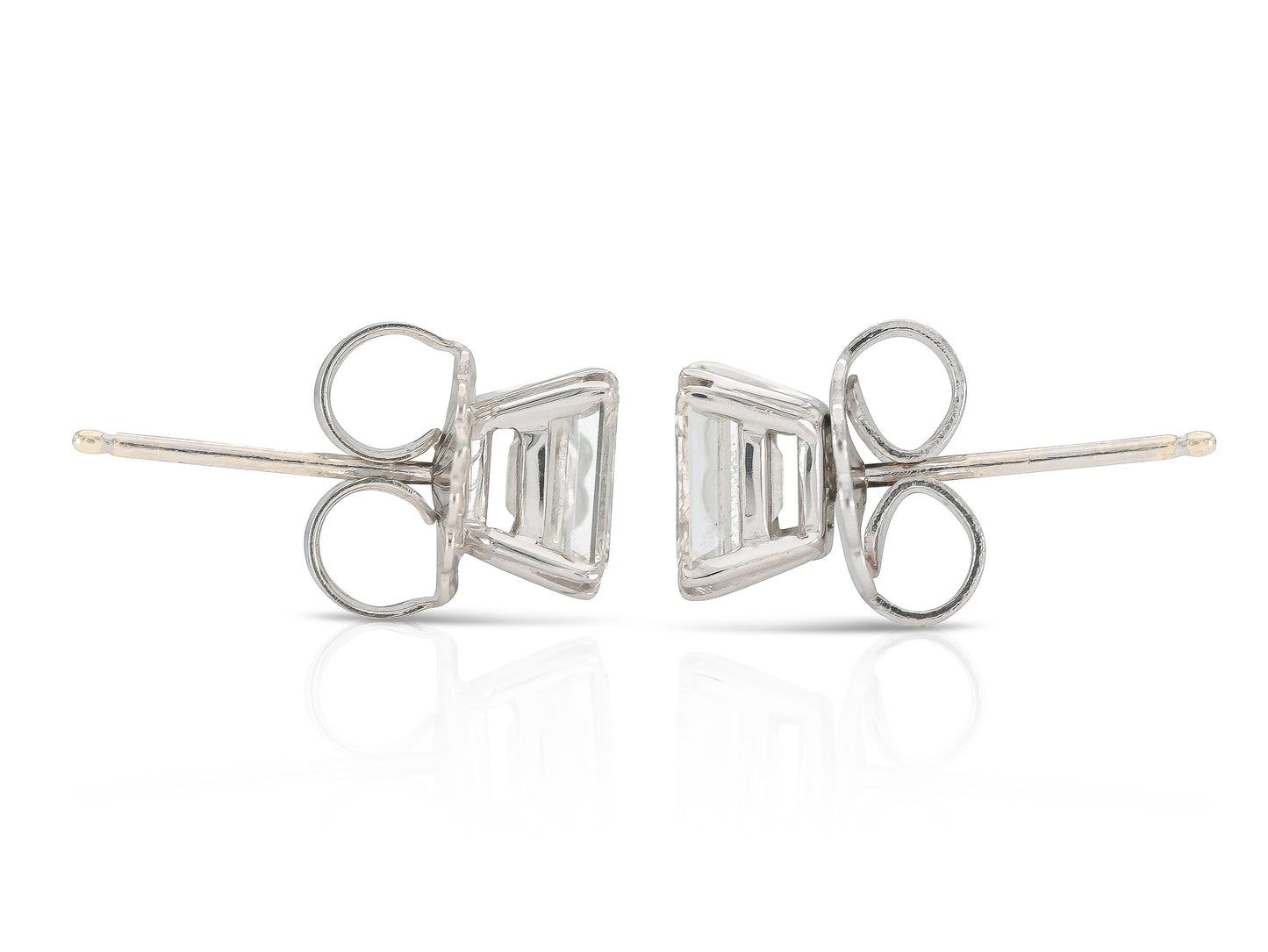 2.06 Carat Emerald Cut Diamond Stud Earrings