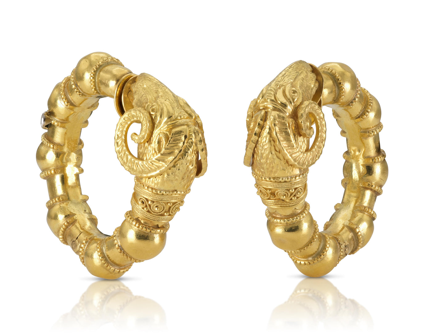 Vintage 1970s Gold Ram Hoop Earrings