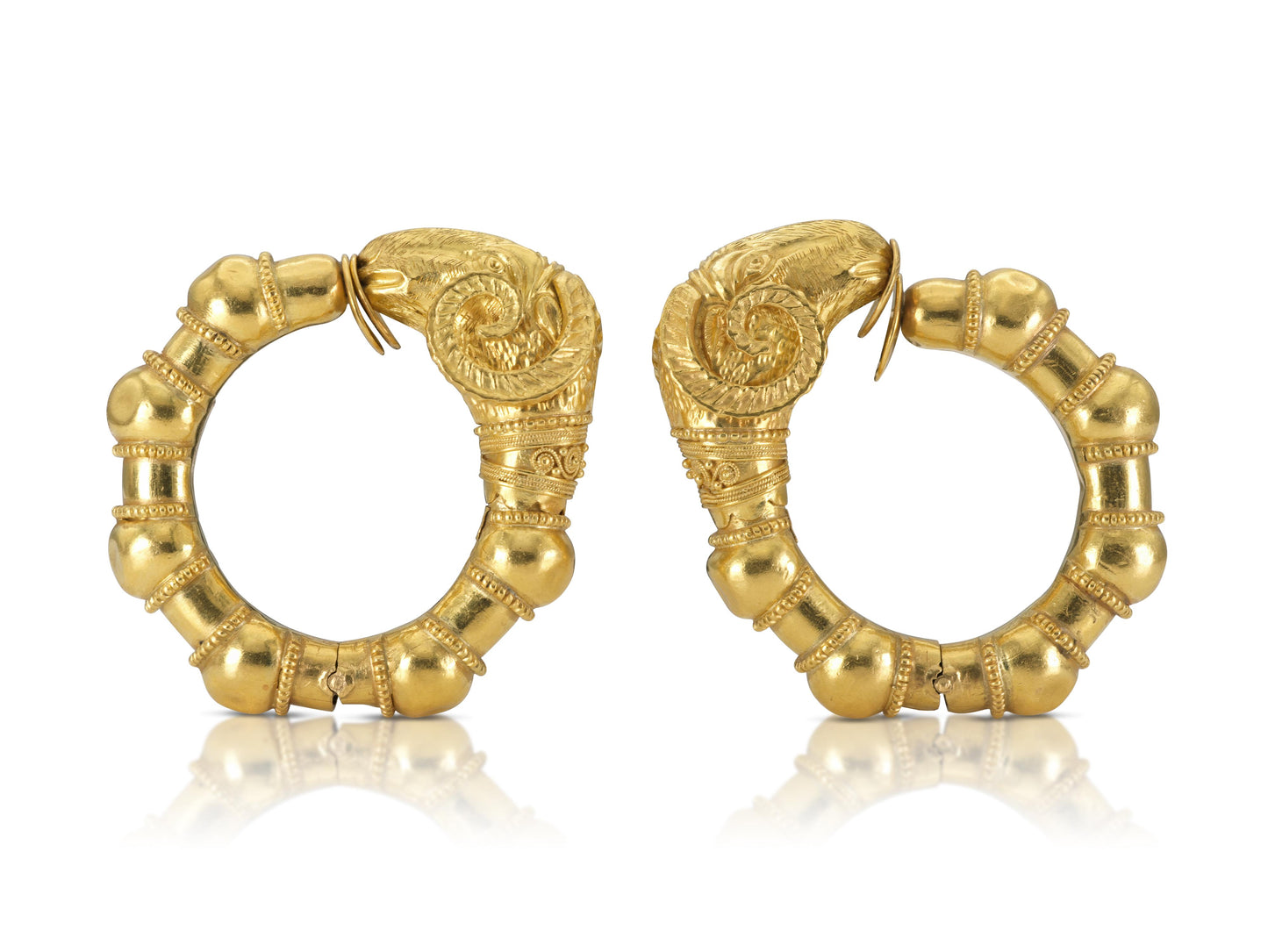 Vintage 1970s Gold Ram Hoop Earrings