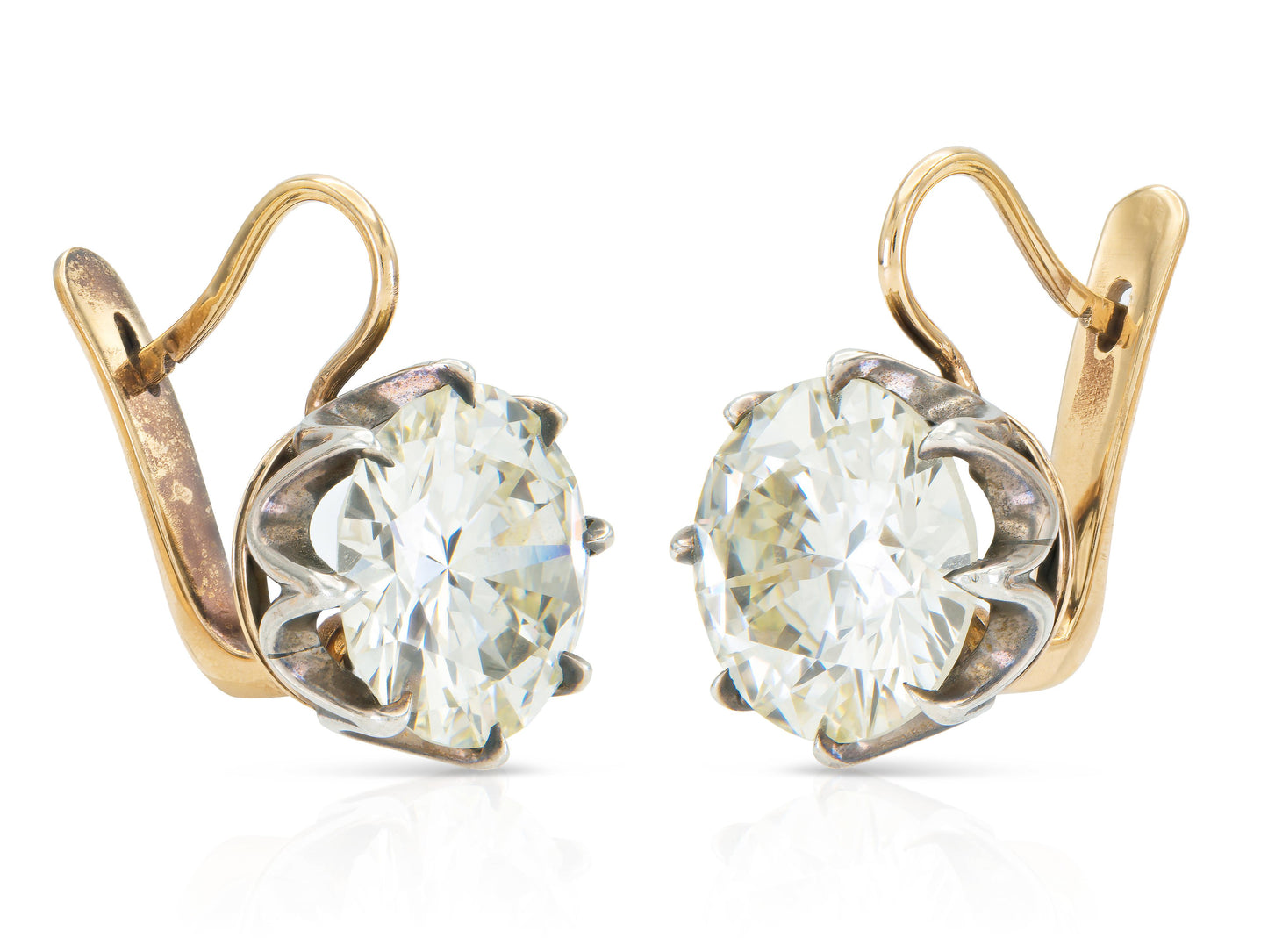 16.40 Carat Transitional Cut Diamond Drop Earrings