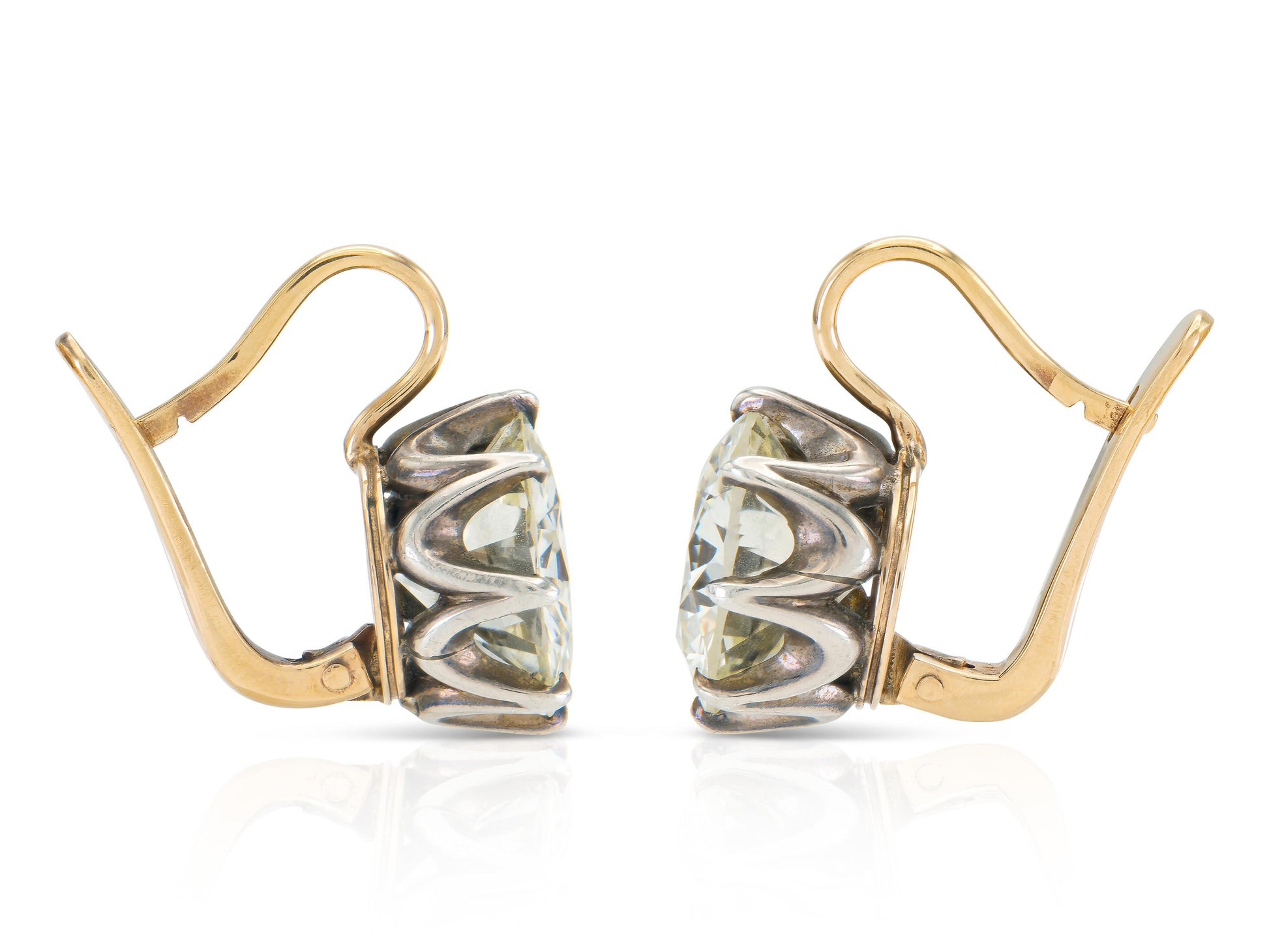 16.40 Carat Transitional Cut Diamond Drop Earrings