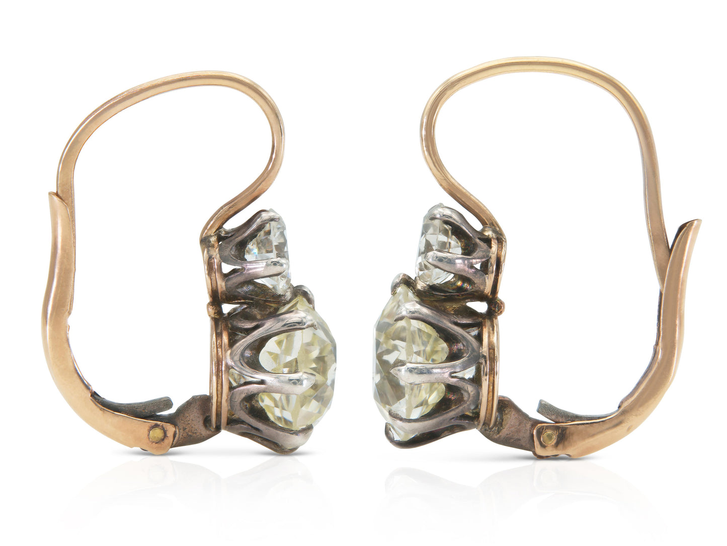 6.30 Carat Old European Cut Diamond Drop Earrings