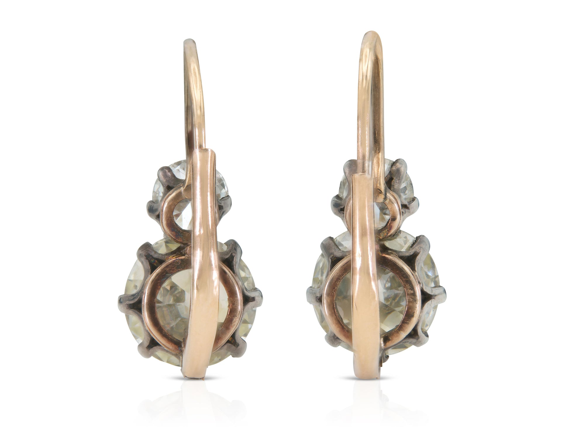 6.30 Carat Old European Cut Diamond Drop Earrings