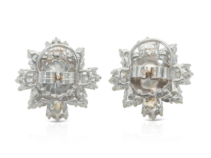 Vintage 1950s Tahitian Pearl and 3.80 Carat Diamond Earrings