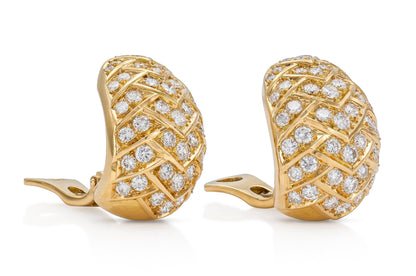 Vintage 1970s Van Cleef & Arpels Diamond Bombe Earrings