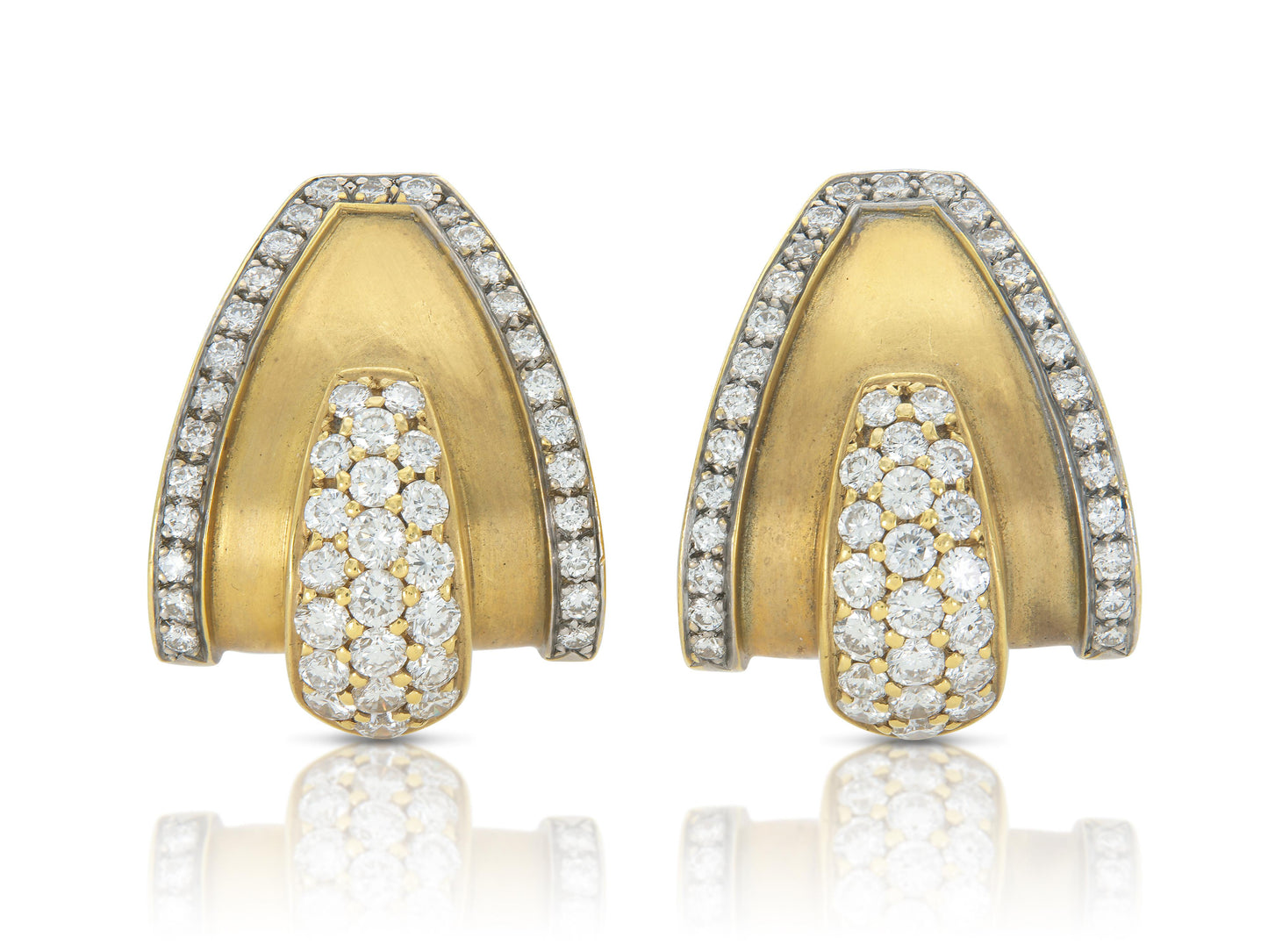 Vintage 1980s Chunky Gold Earrings with Diamonds