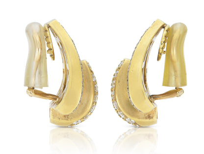 Vintage 1980s Chunky Gold Earrings with Diamonds