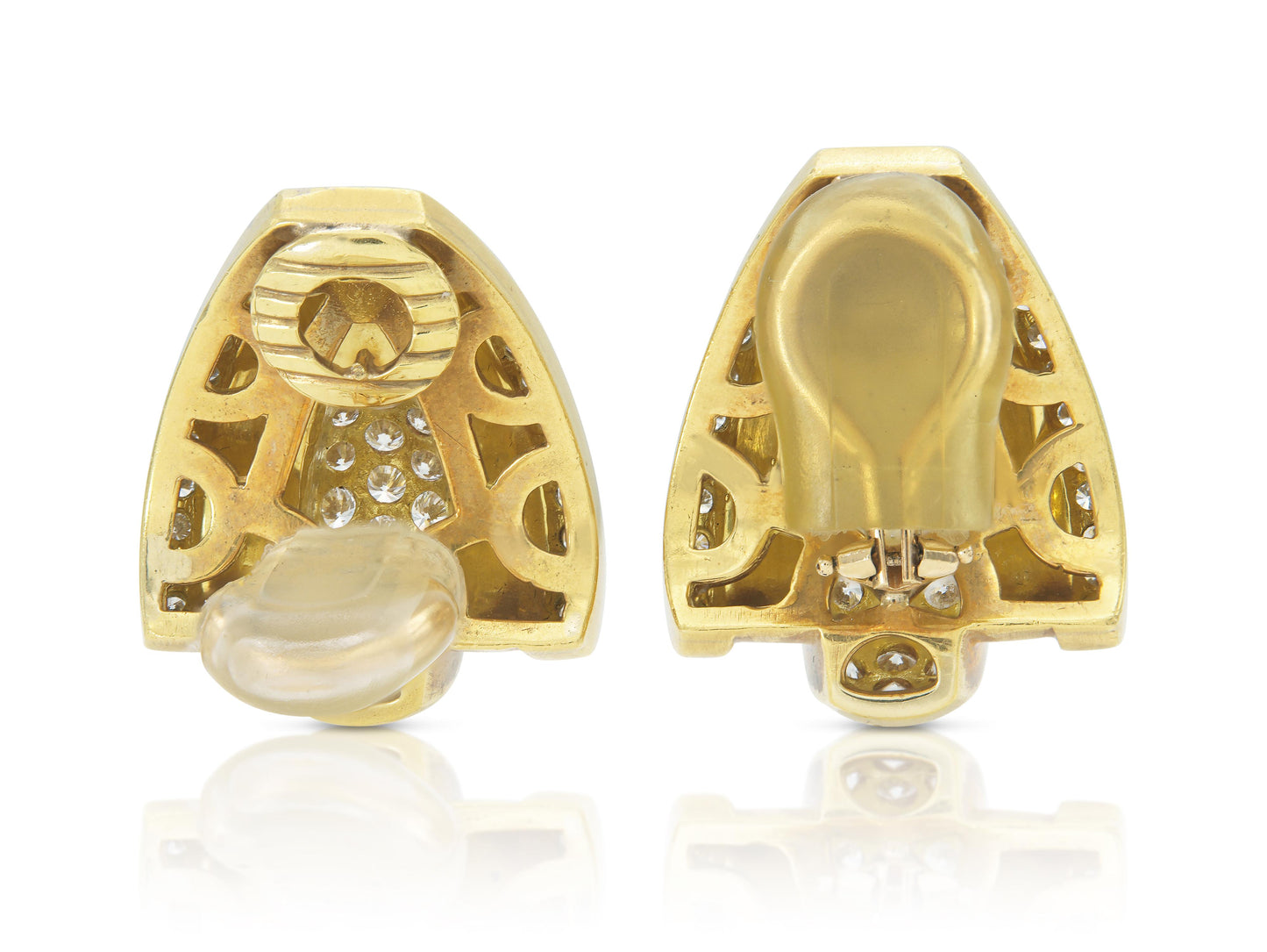 Vintage 1980s Chunky Gold Earrings with Diamonds