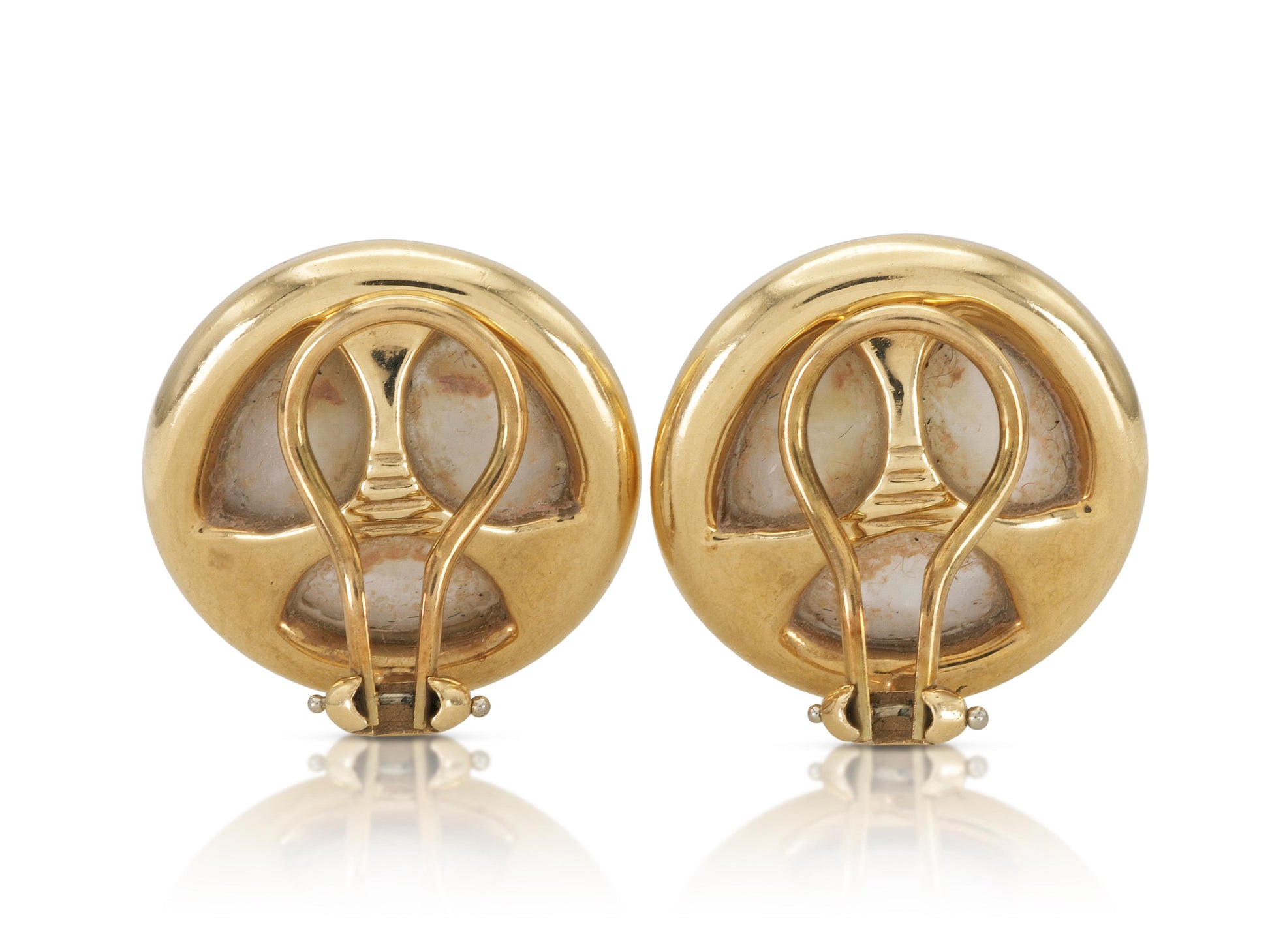 Vintage Mabe Pearl Earrings in 14k Yellow Gold