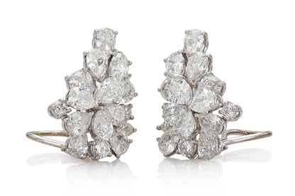 Vintage 1950s 14.28 Carat Diamond Earrings