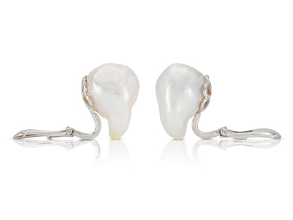 Vintage 1960s David Webb Baroque Pearl Earrings