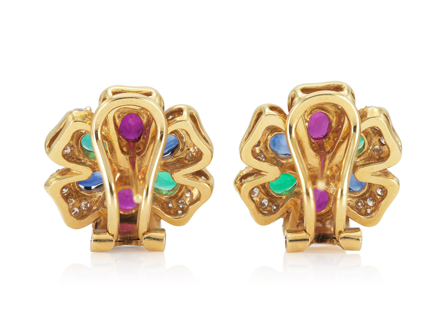 Vintage 1970s Multi-Gem Flower Earrings