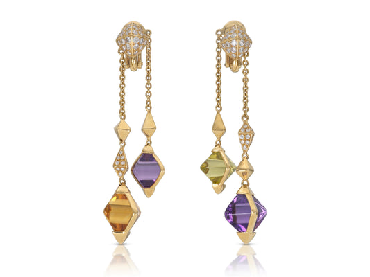 Bvlgari Multi-Gem Dangle Earrings