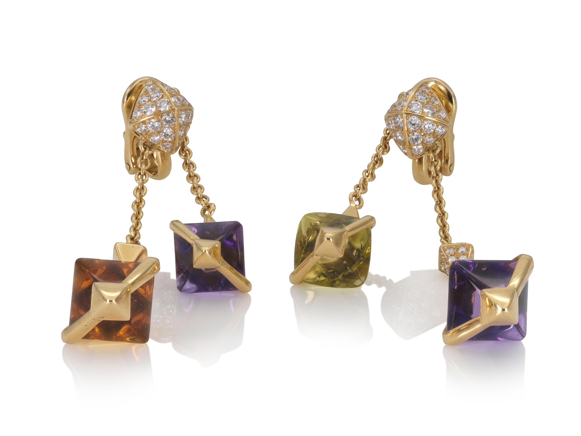Bvlgari Multi-Gem Dangle Earrings