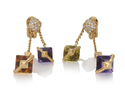 Bvlgari Multi-Gem Dangle Earrings