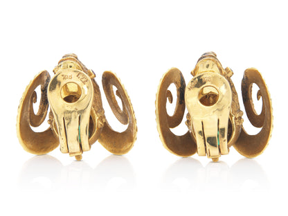 Vintage 1970s Gold Ram Earrings