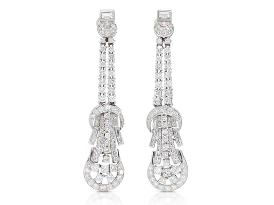 Vintage 1950s 7.50 Carat Diamond Dangle Earrings