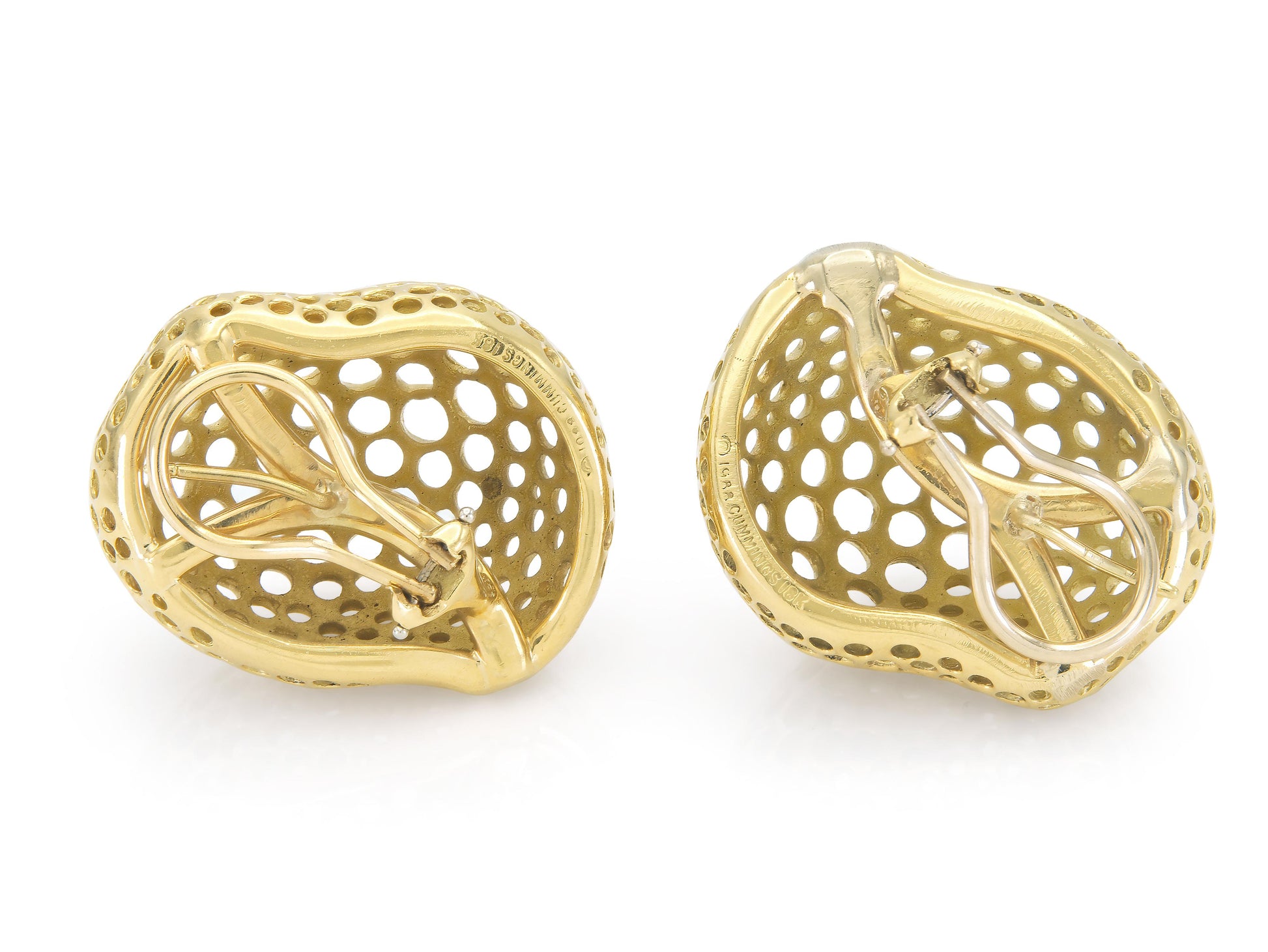 Vintage 1980s Angela Cummings Gold Studios Perforations Free Form Earrings