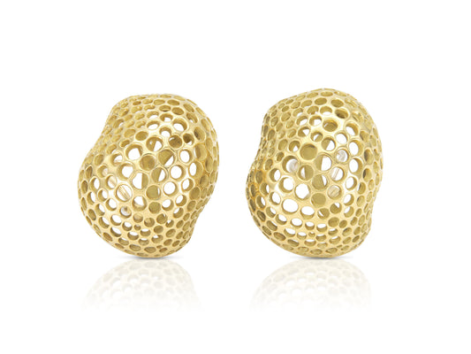 Vintage 1980s Angela Cummings Gold Studios Perforations Free Form Earrings