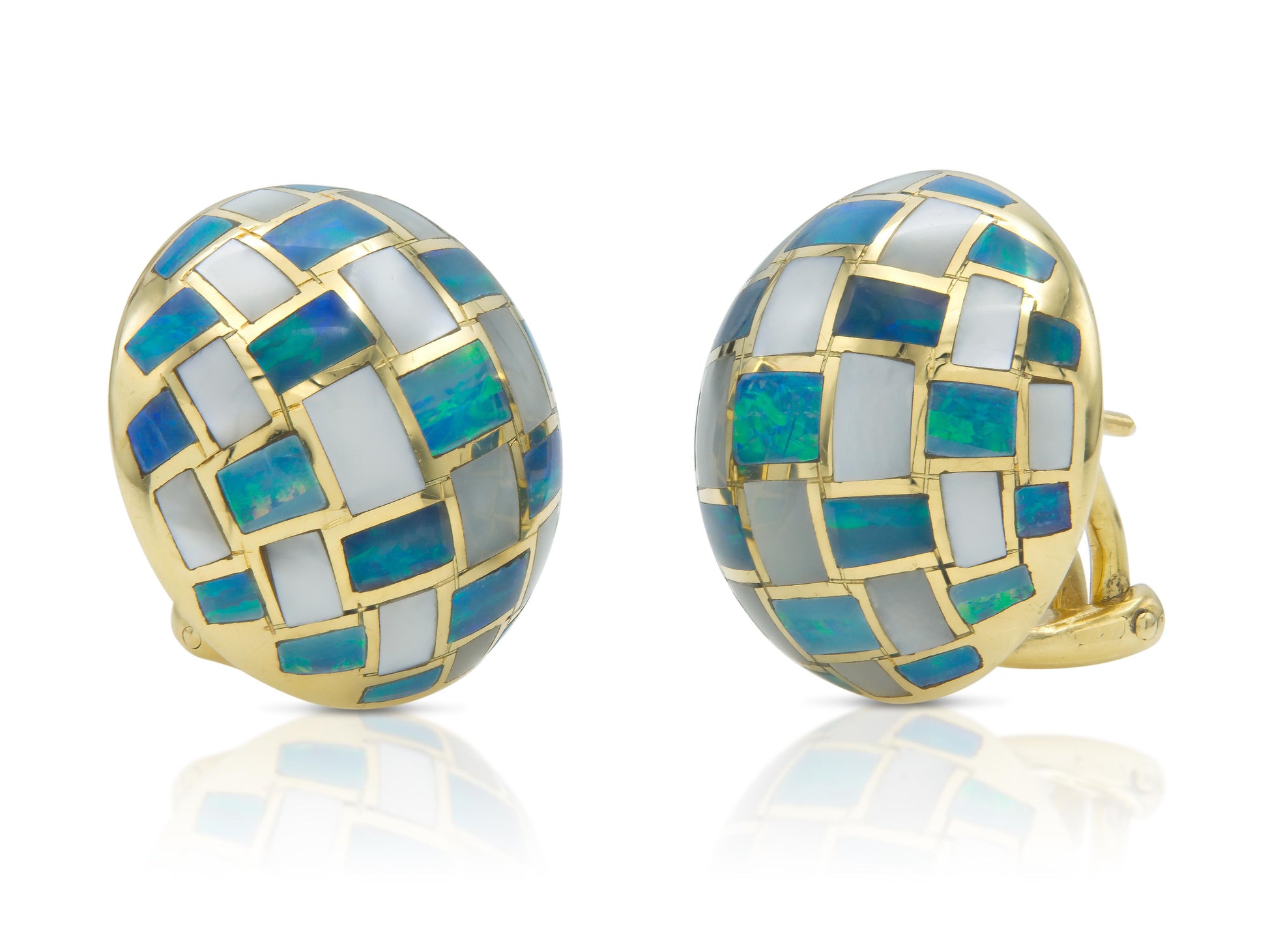 Vintage 1980s Tiffany & Co. Angela Cummings Opal & MOP Checkerboard Earrings