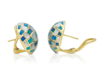 Vintage 1980s Tiffany & Co. Angela Cummings Opal & MOP Checkerboard Earrings